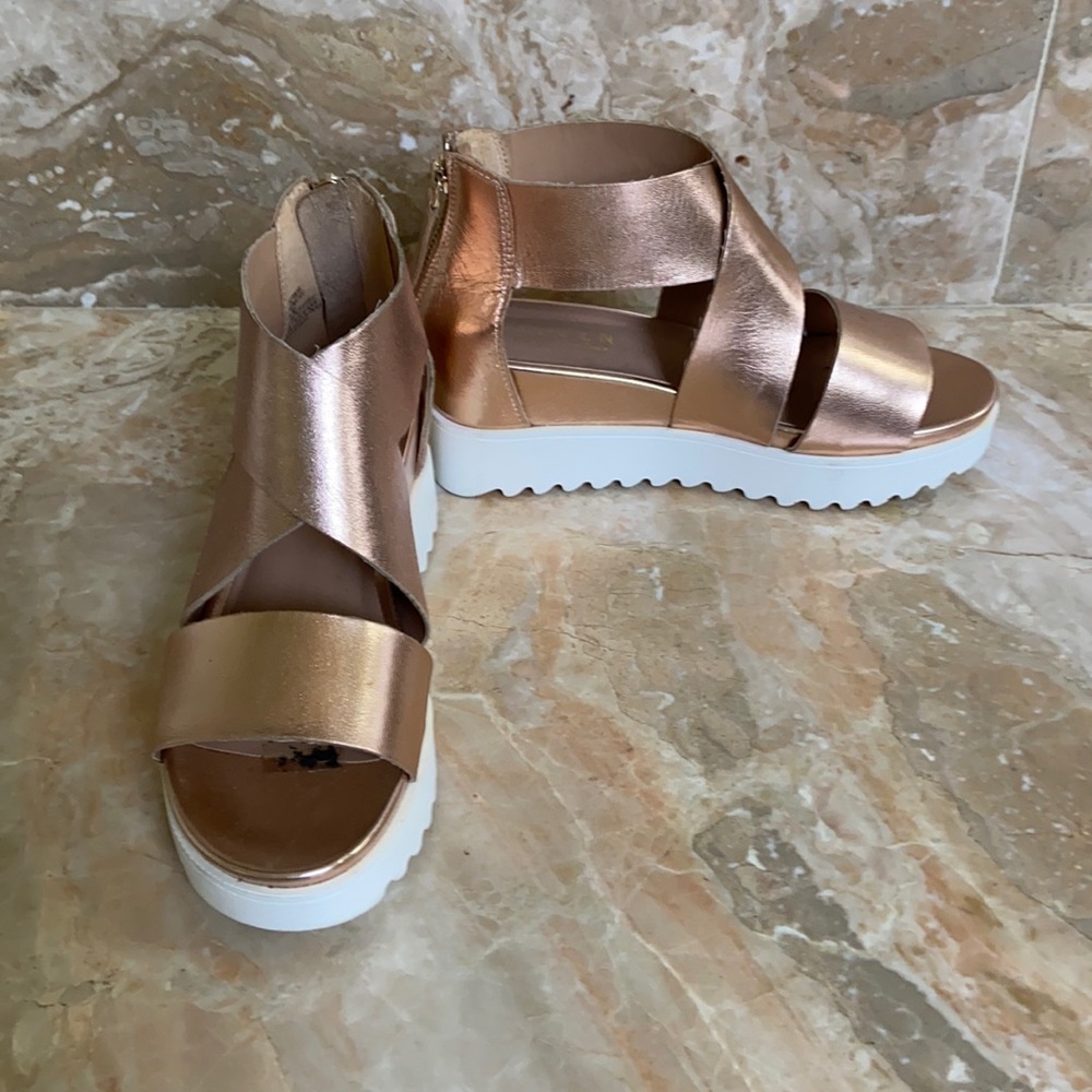 Rose Gold Wedge Sandals